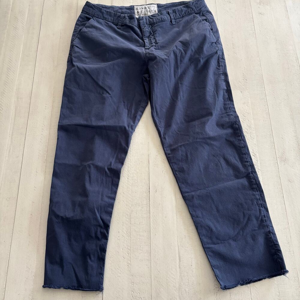 Frank & Eileen Navy Wicklow Cropped Chinos with Raw Hem Size 10